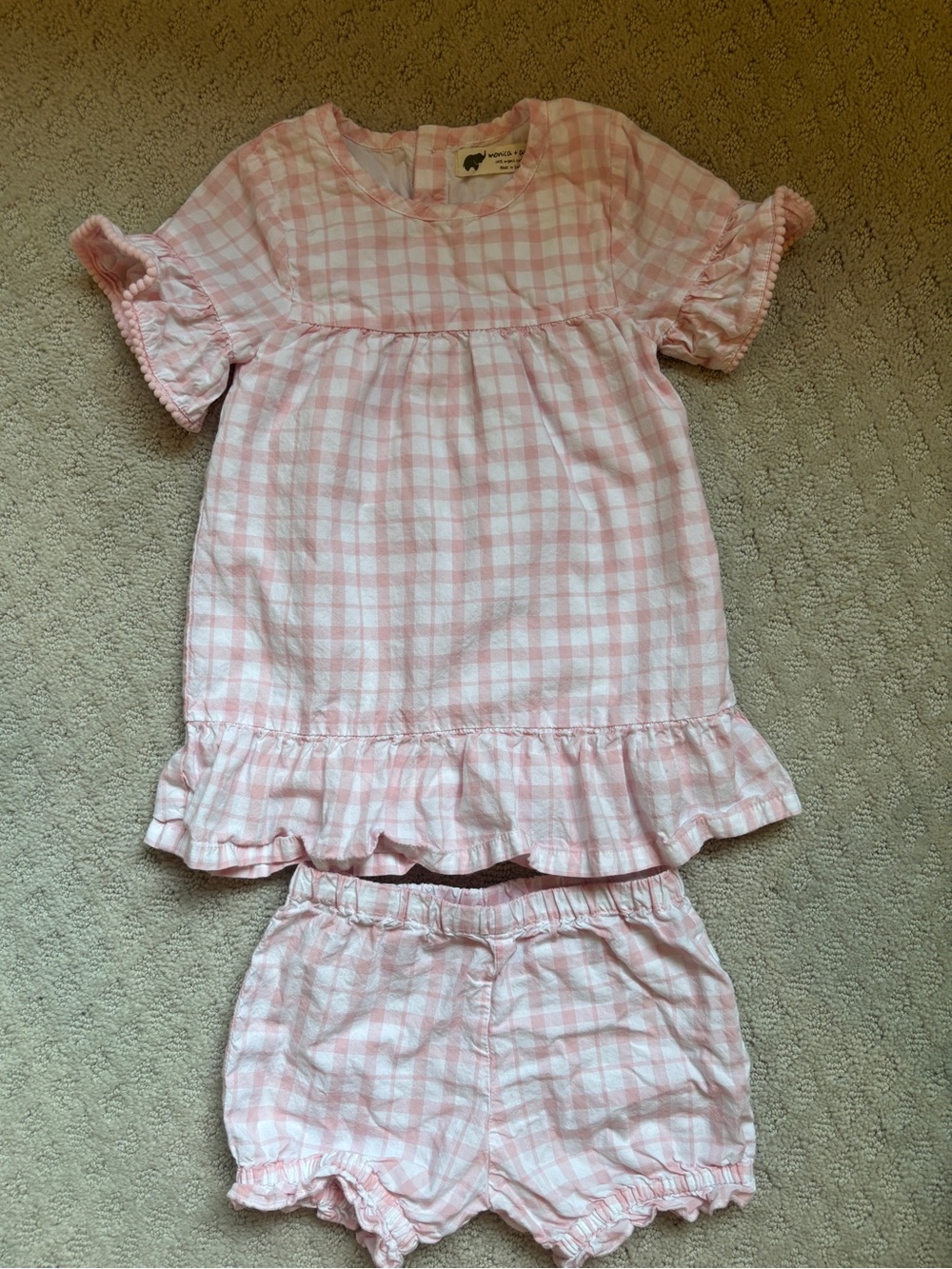 Monica + Andy Girls Pink Gingham Ruffle Set